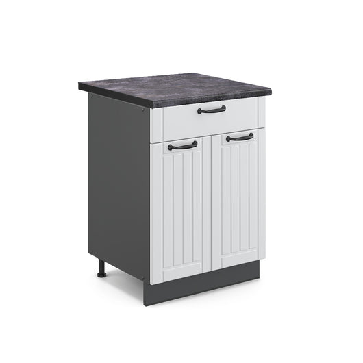 Vicco Mobiletto base per cucina Bianco casa di campagna 60 cm con cassetto, PL Antracite