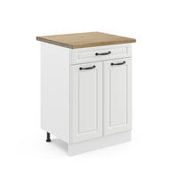 Vicco Mobiletto base per cucina Bianco casa di campagna 60 cm con cassetto, PL Rovere