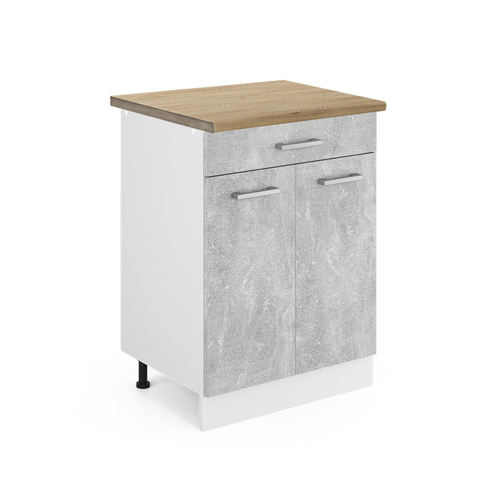 Vicco Mobiletto base per cucina Calcestruzzo 60 cm con cassetto, PL Rovere