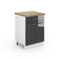 Vicco Mobiletto base per cucina Antracite lucido 60 cm con cassetto, PL Rovere