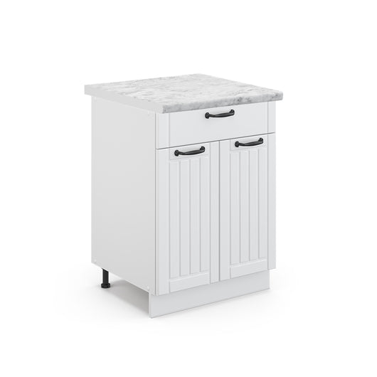 Vicco Mobiletto base per cucina Bianco casa di campagna 60 cm con cassetto, PL Marmo