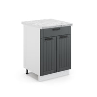 Vicco Mobiletto base per cucina Antracite casa di campagna 60 cm con cassetto, PL Marmo