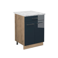 Vicco Basi per cucina  Blu scuro lucido 60 cm con cassetto, PL Marmo