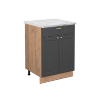 Vicco Mobiletto base per cucina Antracite-oro 60 cm con cassetto, PL Marmo