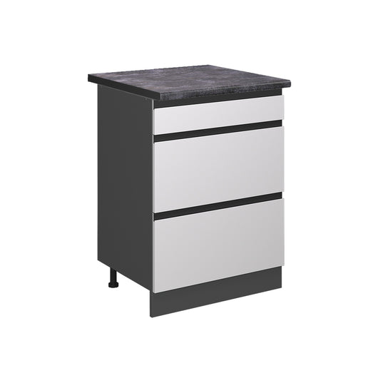 Vicco Mobiletto base per cucina Bianco 60 cm con cassetti, PL Antracite