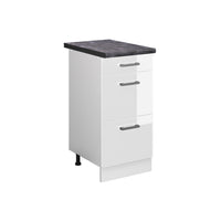 Vicco Mobiletto base per cucina Bianco lucido 40 cm con cassetti, PL Antracite