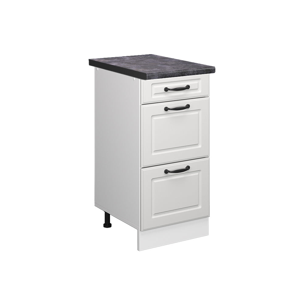 Vicco Mobiletto base per cucina Bianco casa di campagna 40 cm con cassetti, PL Antracite