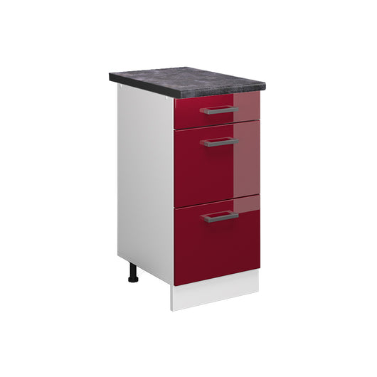 Vicco Mobiletto base per cucina Rosso lucido 40 cm con cassetti, PL Antracite