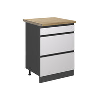 Vicco Mobiletto base per cucina Bianco 60 cm con cassetti, PL Rovere