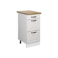 Vicco Mobiletto base per cucina Bianco casa di campagna 40 cm con cassetti, PL Rovere