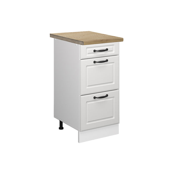 Vicco Mobiletto base per cucina Bianco casa di campagna 40 cm con cassetti, PL Rovere