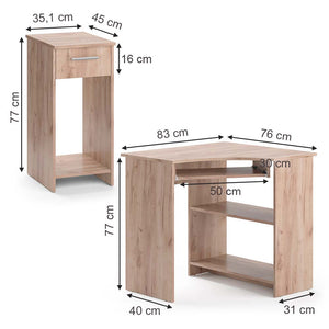 Vicco Scrivania angolare Sonoma 83 x 76 cm Set con armadio PC
