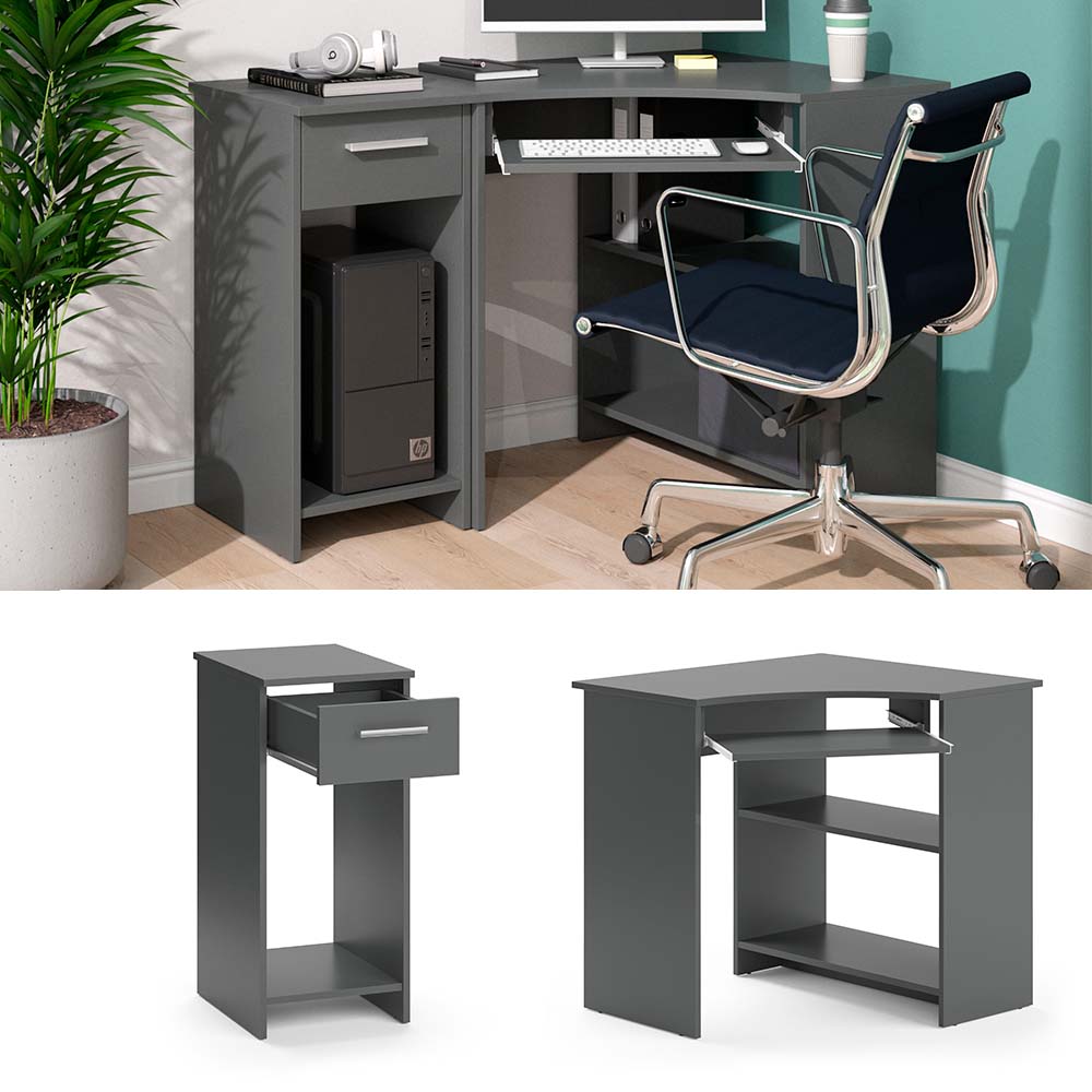 Vicco Scrivania angolare Antracite 83 x 76 cm Set con armadio PC