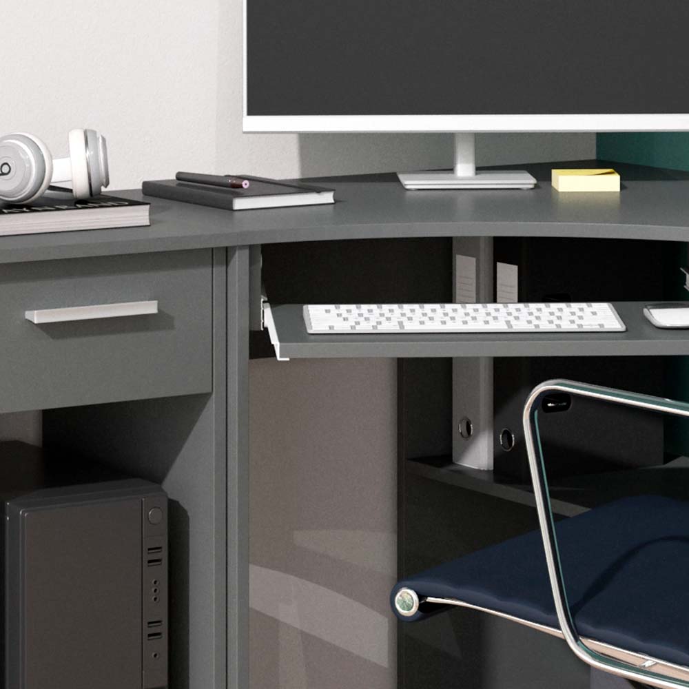 Vicco Scrivania angolare Antracite 83 x 76 cm Set con armadio PC