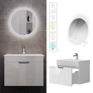Vicco Set di mobili da bagno Bianco 3 parti, base 60 cm, specchio a led