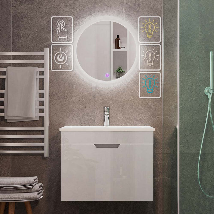 Vicco Set di mobili da bagno Bianco 3 parti, base 60 cm, specchio a led