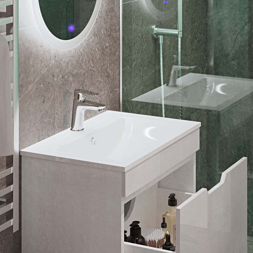 Vicco Set di mobili da bagno Bianco 3 parti, base 60 cm, specchio a led
