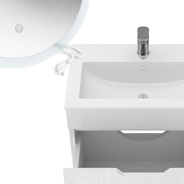 Vicco Set di mobili da bagno Bianco 3 parti, base 60 cm, specchio a led