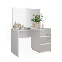 Vicco Tavolo da toilette Bianco lucido 120 cm con 3 cassetti e specchio