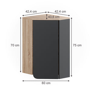 Vicco Mobiletto da bagno Antracite 50 x 75 cm con porta e vani aperti