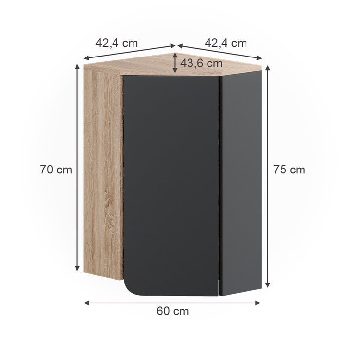 Vicco Mobiletto da bagno Antracite 50 x 75 cm con porta e vani aperti