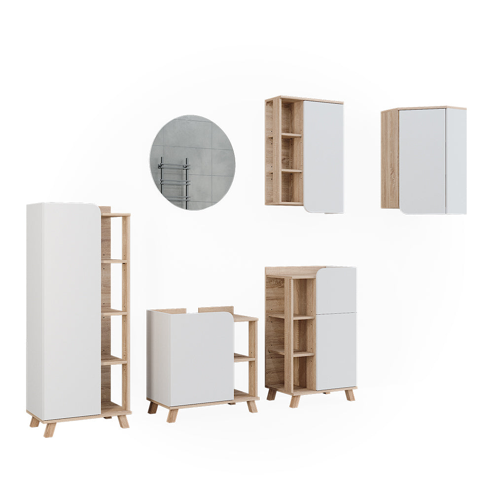 Vicco Set di mobili da bagno Sonoma/Bianco 5 parti