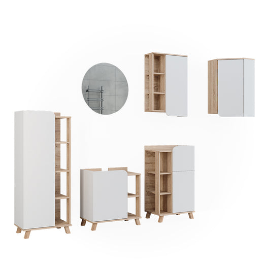 Vicco Set di mobili da bagno Sonoma/Bianco 5 parti