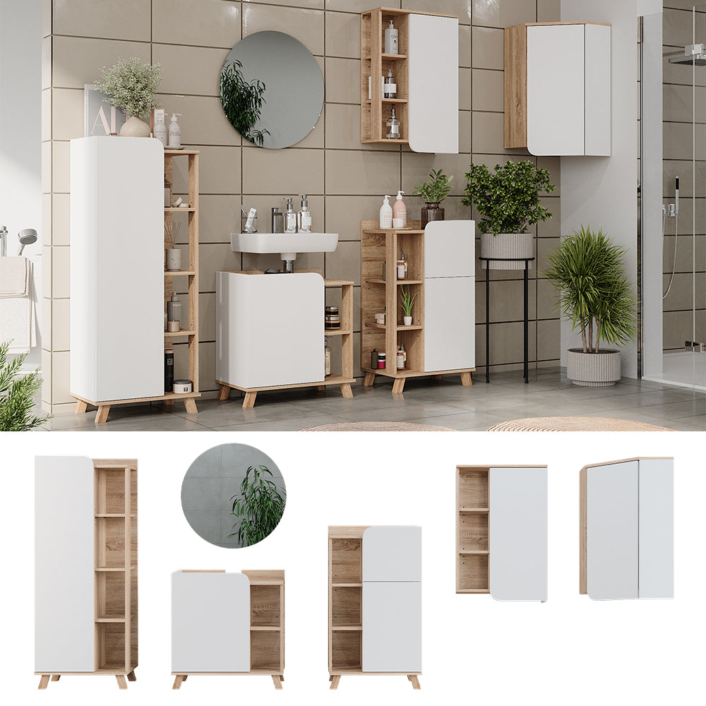 Vicco Set di mobili da bagno Sonoma/Bianco 5 parti