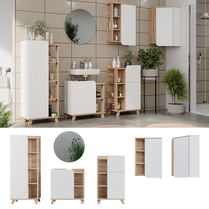 Vicco Set di mobili da bagno Sonoma/Bianco 5 parti