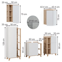 Vicco Set di mobili da bagno Sonoma/Bianco 5 parti