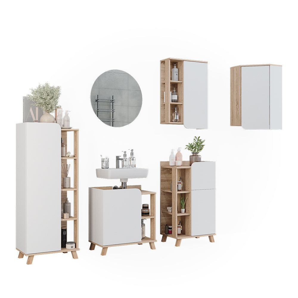 Vicco Set di mobili da bagno Sonoma/Bianco 5 parti