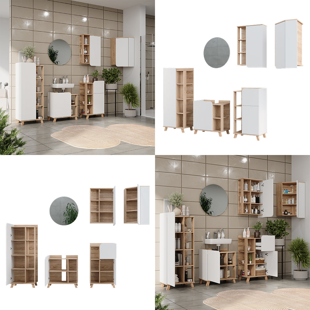 Vicco Set di mobili da bagno Sonoma/Bianco 5 parti