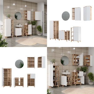 Vicco Set di mobili da bagno Sonoma/Bianco 5 parti