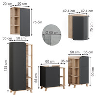 Vicco Set di mobili da bagno Sonoma 5 parti