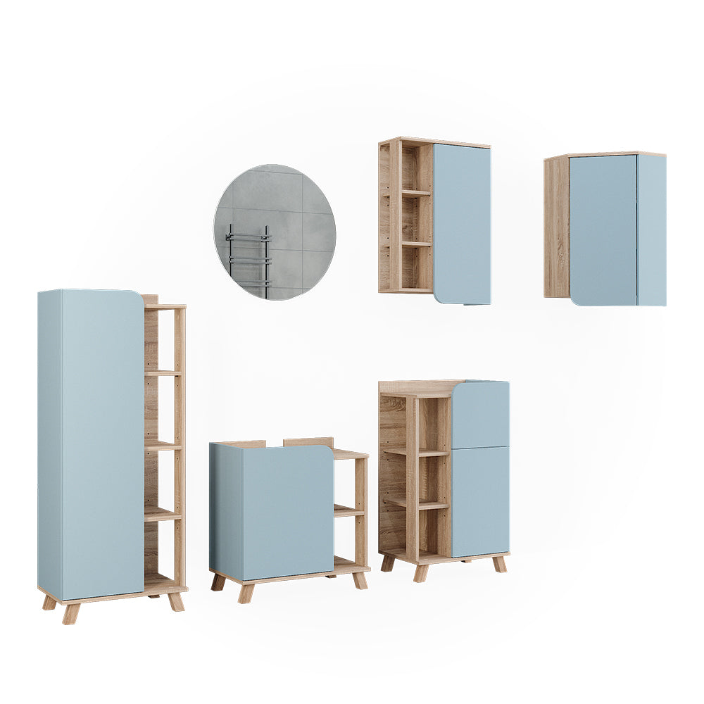 Vicco Set di mobili da bagno Grigio-blu 5 parti