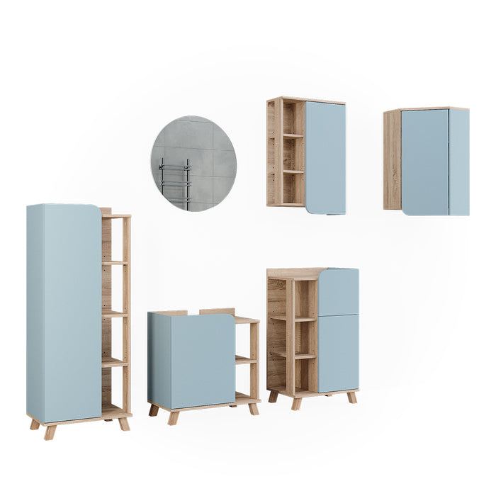 Vicco Set di mobili da bagno Grigio-blu 5 parti