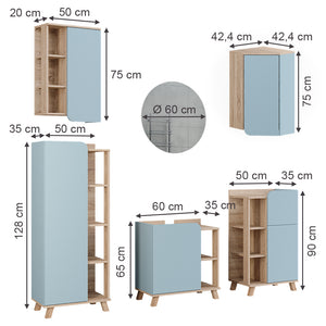 Vicco Set di mobili da bagno Grigio-blu 5 parti