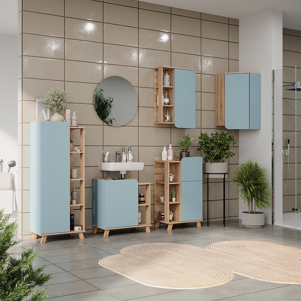 Vicco Set di mobili da bagno Grigio-blu 5 parti