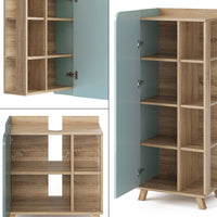 Vicco Set di mobili da bagno Grigio-blu 5 parti