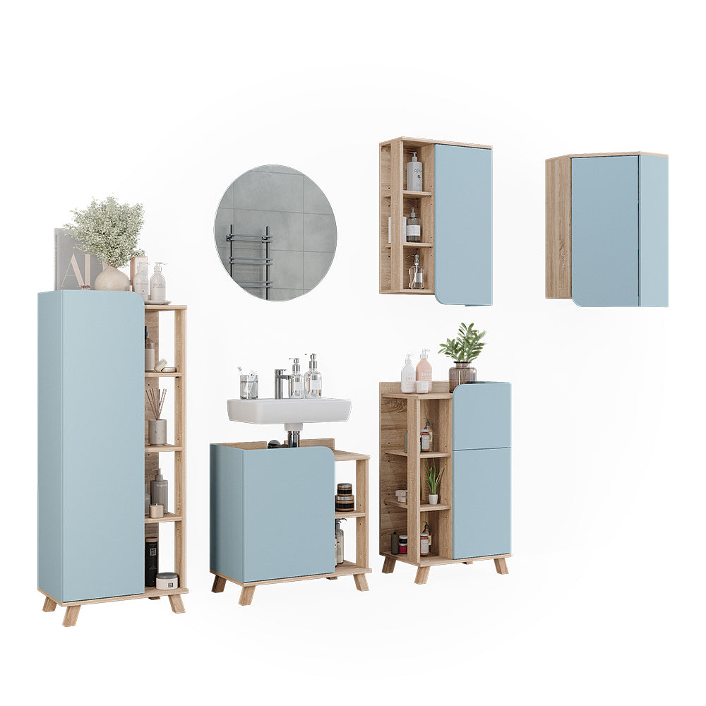 Vicco Set di mobili da bagno Grigio-blu 5 parti