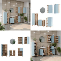 Vicco Set di mobili da bagno Grigio-blu 5 parti