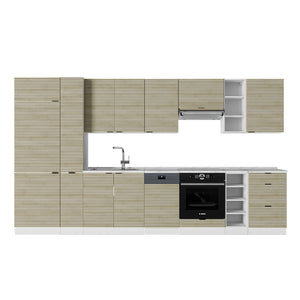 Vicco Cucina componibile Pannello di quercia/bianco 355 cm senza piano di lavoro
