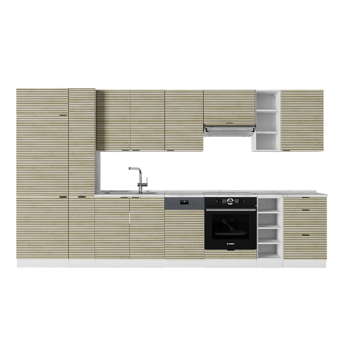 Vicco Cucina componibile Pannello di quercia/bianco 355 cm , PL Marmo