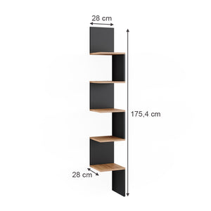 Vicco Libreria angolare da terra Antracite 28 x 175.4 cm Set di 2