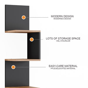 Vicco Scaffale ad angolo Antracite 28 x 175.4 cm con 5 scomparti
