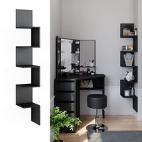 Vicco Scaffale ad angolo Nero 28 x 175.4 cm con 5 scomparti