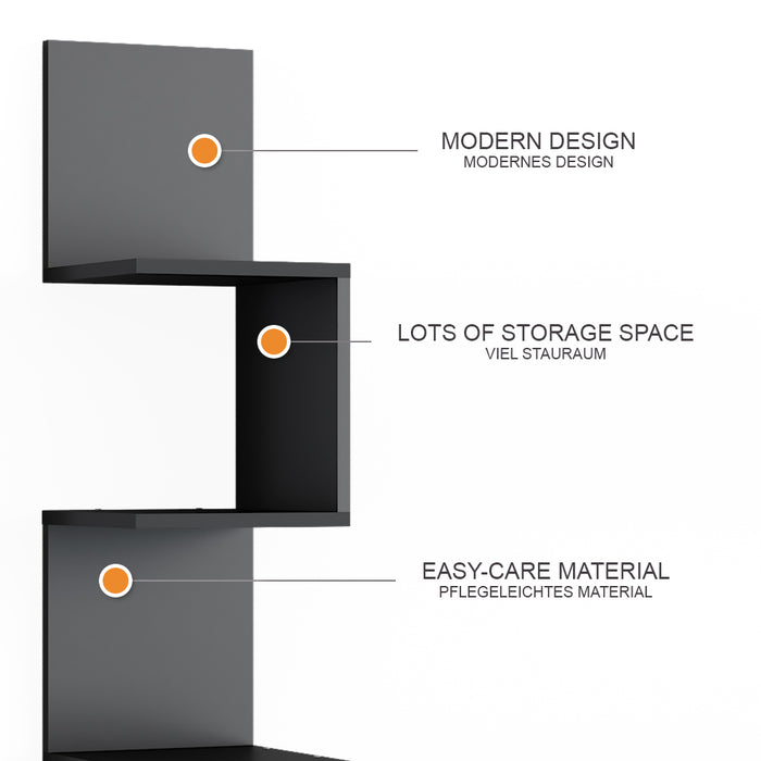 Vicco Scaffale ad angolo Nero 28 x 175.4 cm con 5 scomparti