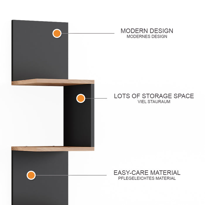 Vicco Libreria angolare da terra Antracite 28 x 175.4 cm Set di 2