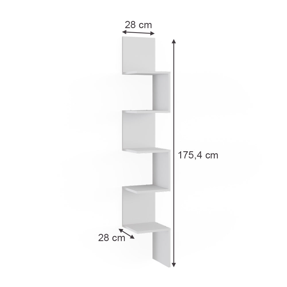 Vicco Libreria angolare da terra Bianco 28 x 175.4 cm Set di 2