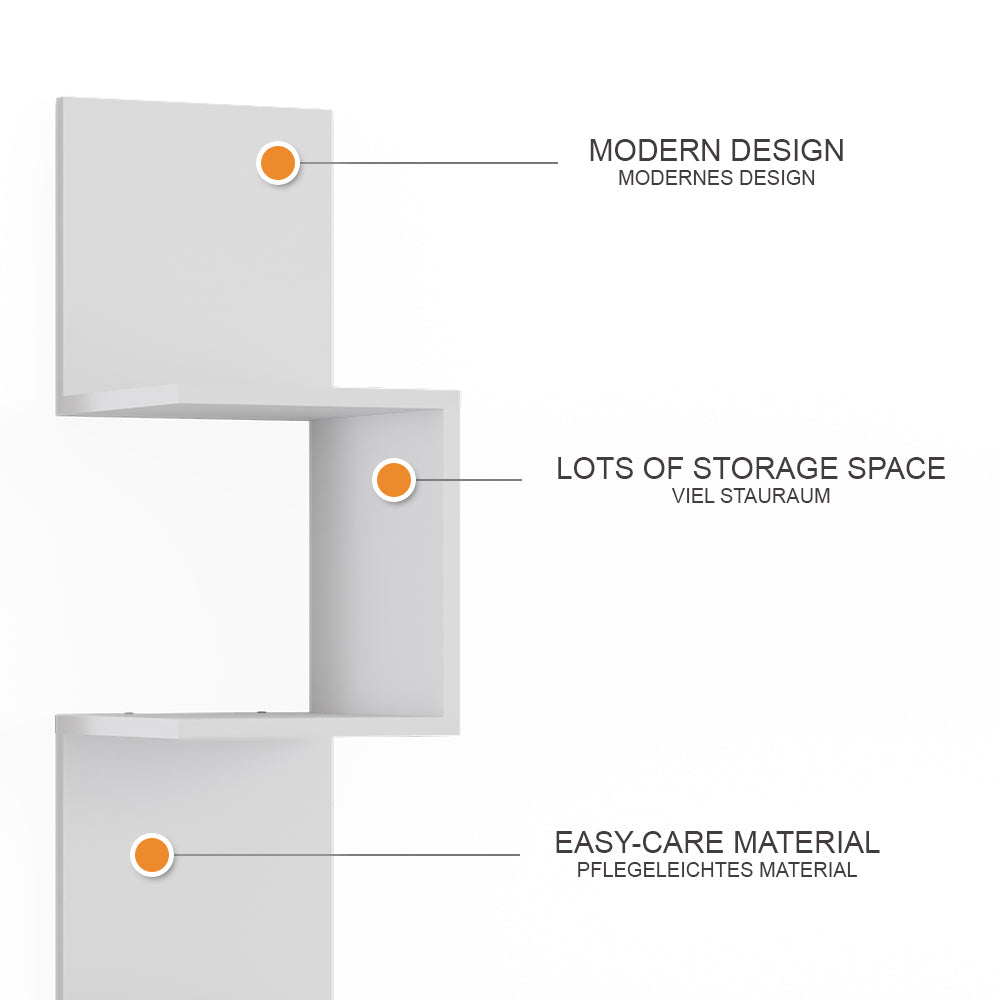 Vicco Libreria angolare da terra Bianco 28 x 175.4 cm Set di 2